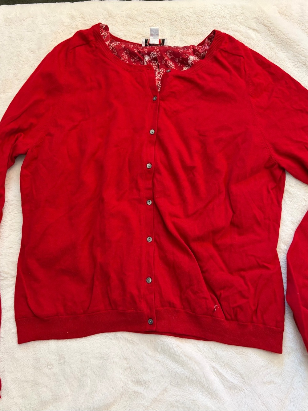 Talbots Red Button Front Cardigan